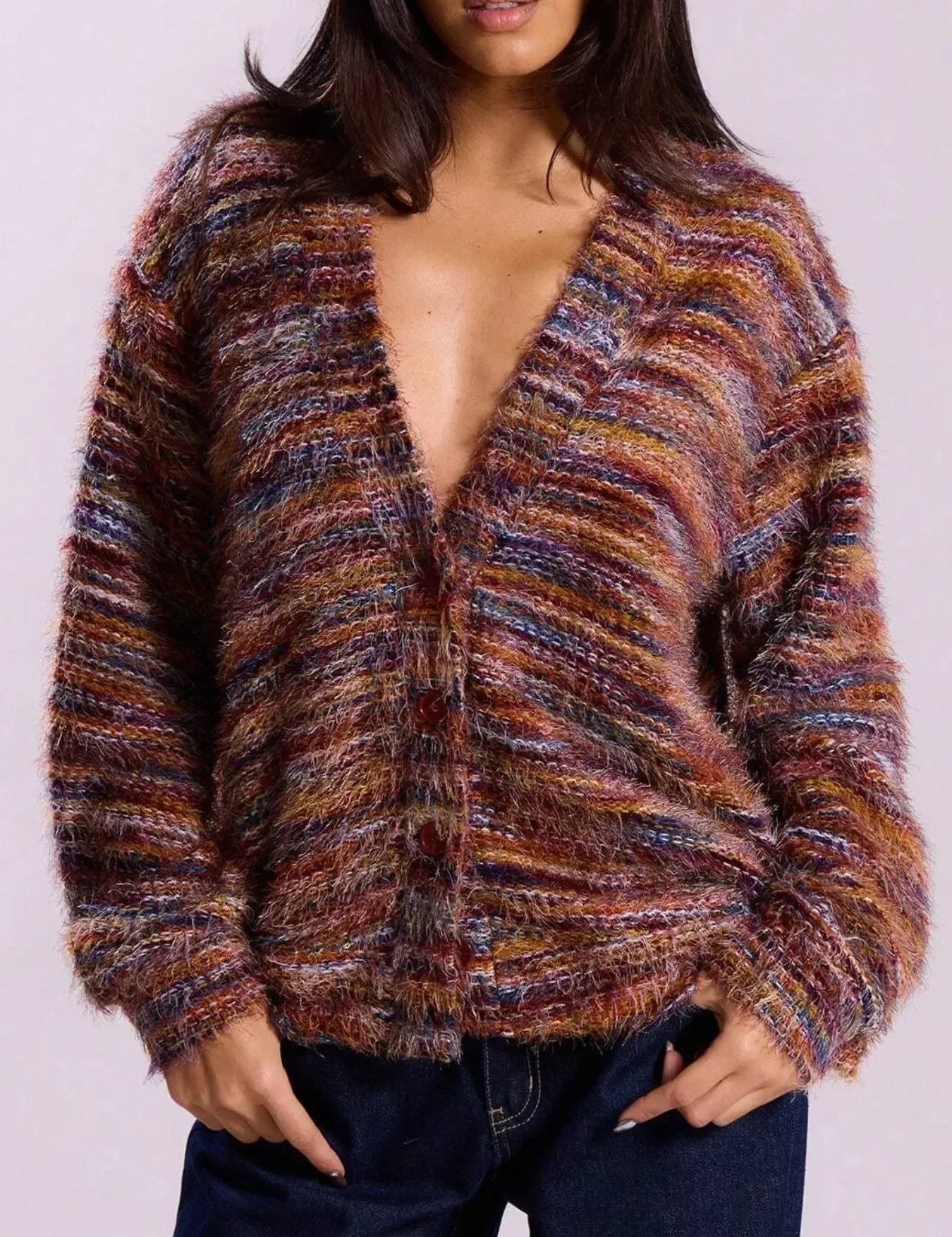 Daverri Fashions Textured Knit Button-Down Cardigan - DAVERRI FASHIONS