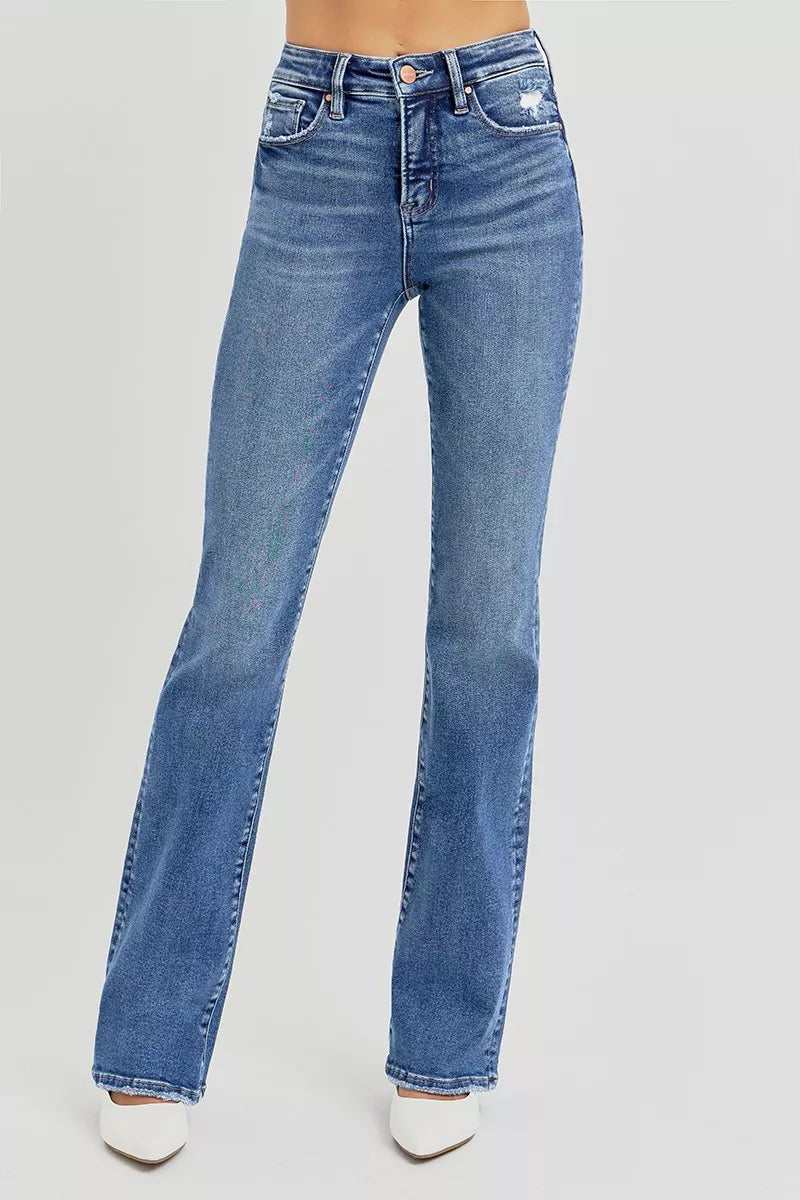 RISEN Full Size Tummy Control High Rise Straight Jeans Plus Size | Jeans Daverri Fashions