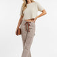 BiBi Drawstring Striped Twill Barrel Pants with flared legs