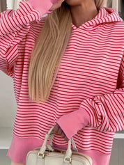 Striped Oversized Hoodie with Kangaroo Pocket | Hoodies Daverri Fashions