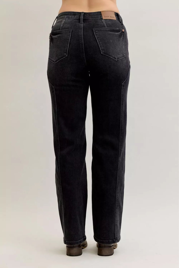 Judy Blue Mid Rise Straight Western Seam Detail Jeans | Jeans Daverri Fashions