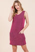 BOMBOM Rib Knit Tank Dress BLACK-FUCHSIA