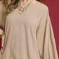 Umgee Linen Scallop Hem Long Sleeve Blouse - DAVERRI FASHIONS