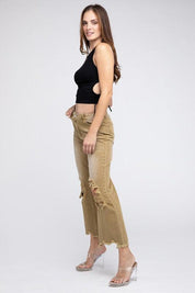 Distressed Vintage Washed Wide Leg Pants Pants