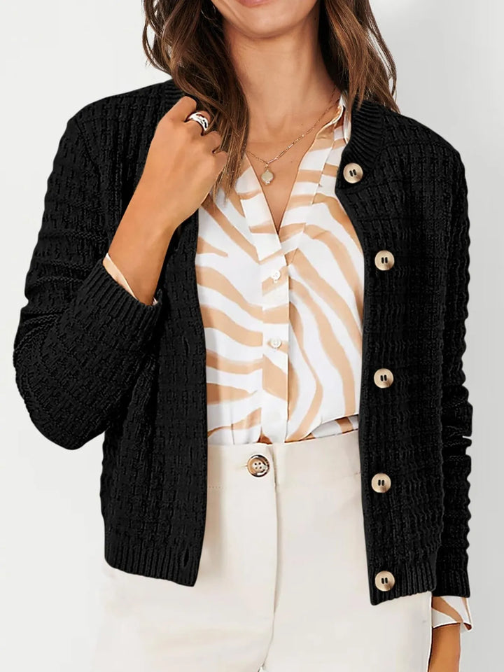 Textured Knit Button-Front Cardigan | Cardigans Daverri Fashions