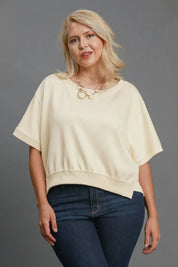 Umgee Full Size Lightweight Cropped Sweatshirt Plus Size | Daverri Fashions