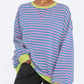 Striped Round Neck Long Sleeve Sweatshirt - DAVERRI FASHIONS