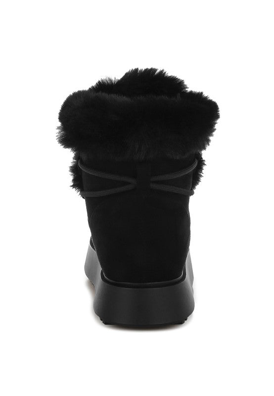 Bunting Faux Fur Collar Flatform Boots | Boots Daverri Fashions