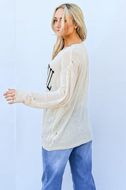And The Why GRATEFUL Long Sleeve Knit Top | Tops Daverri Fashions