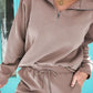 Zip Collar Long Sleeve Top and Drawstring Pants Set - DAVERRI FASHIONS