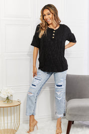 BOMBOM At The Fair Animal Textured Top in Black | Tops Daverri Fashions