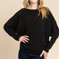BOMBOM Drop Shoulder Long Sleeve Knit Top - DAVERRI FASHIONS