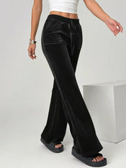 Daverri Fashions Velvet Flare Leg Pants - DAVERRI FASHIONS