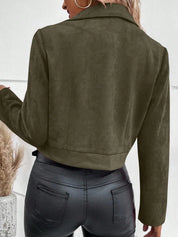 Zip Up Suede Cropped Moto Jacket | Jackets Daverri Fashions