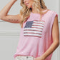 BiBi pink sleeveless knit top with sequined American flag patch