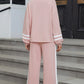 Daverri Fashions pink white striped tracksuit with wide-leg pants