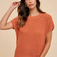 Annie Wear Round Neck Short Sleeve Sweater Terracota - DAVERRI FASHIONS