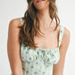 MABLE Floral Print Bustier Back Lace Up Midi Dress