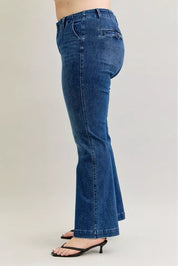 Judy Blue Full Size Mid Rise Bootcut Jeans with Welt Pockets Plus Size | Jeans Daverri Fashions