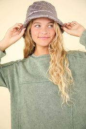 VERY J Mineral Washed Oversized Sweatshirt Mini Dress | Mini Dresses Daverri Fashions