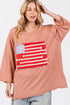 SAGE + FIG American Flag Patch Drop Shoulder T-Shirt Indian Pink T-Shirts