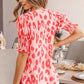BiBi Leopard Smocked Short Sleeve Blouse Blouses