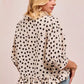 BiBi Polka Dot Printed Peplum Top with Front Button - DAVERRI FASHIONS