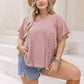 Plus Size Lace Detail Round Neck Short Sleeve T-Shirt - DAVERRI FASHIONS