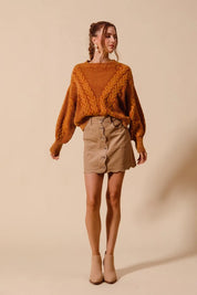 SO ME Scallop Buttoned Front Corduroy Mini Skirt | Skirts Daverri Fashions