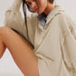 Exposed Seam Side Slit Long Sleeve Sweatshirt - DAVERRI FASHIONS