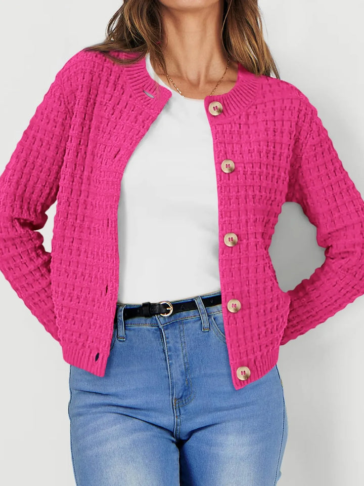 Textured Knit Button-Front Cardigan | Cardigans Daverri Fashions