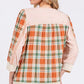 SAGE + FIG Exposed Seam Button Detail Plaid Top Tops
