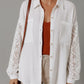Womens lace sleeve button down cotton shirt in white