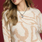 Umgee Heart Print Crew Neck Sweater - DAVERRI FASHIONS