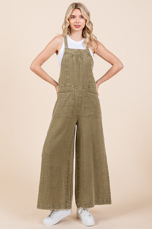 Mittoshop Textured Wide Leg Overalls