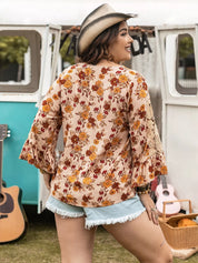 Plus Size Floral Lace Detail V-Neck Blouse | Blouses Daverri Fashions