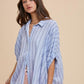 Annie Wear Striped Button Up Half Sleeve Shirt Tops