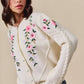 SO ME Floral Embroidered Coquette Sweater Cardigan - DAVERRI FASHIONS