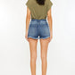 Kancan High Rise Frayed Hem Denim Shorts Denim Shorts