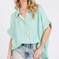 SAGE+FIG Boho Contrast Zigzag Trim Gauze Button-Up Shirt Shirts
