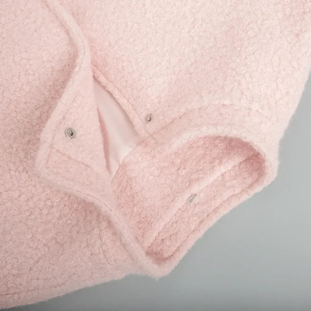 Double Take Plush Mock Neck Snap Down Jacket with Pockets - DAVERRI FASHIONS