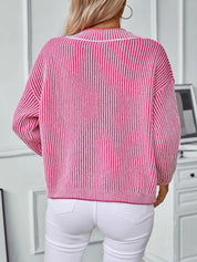 Striped V-Neck Long Sleeve Sweater | Sweaters Daverri Fashions