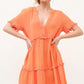 And The Why Washed Frayed Detail Tiered Dress Orange Knee Length Dresses