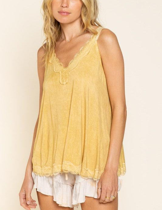 Lace Trim Halter Top with Back Strap Shirts & Tops