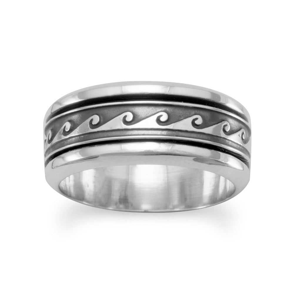 Wave Design Spinner Ring Rings