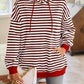 Lovelet Drawstring Striped Long Sleeve Hoodie - DAVERRI FASHIONS