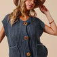 SO ME Big Metal Button Front Sweater Vest MIDNIGHT BLUE L Sweater Vests