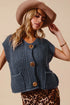 SO ME Big Metal Button Front Sweater Vest MIDNIGHT BLUE L Sweater Vests