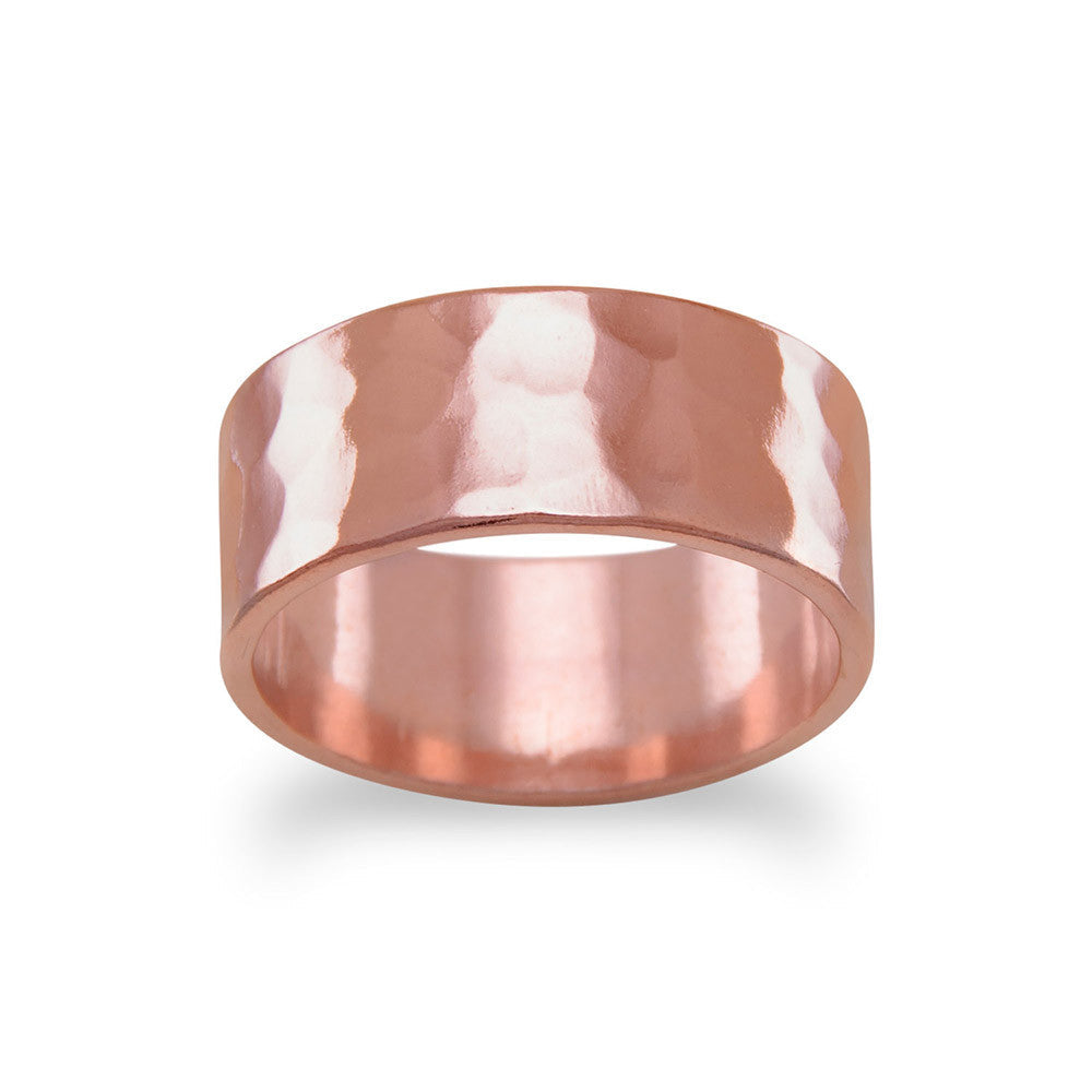 8mm Solid Copper Hammered Ring Rings