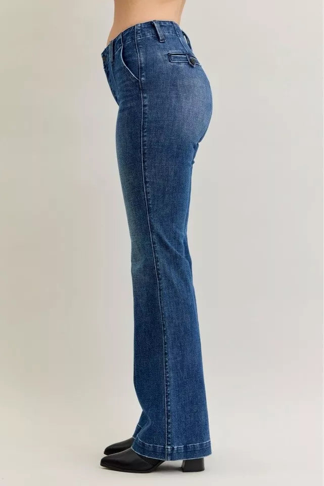 Judy Blue Full Size Mid Rise Bootcut Jeans with Welt Pockets Plus Size | Jeans Daverri Fashions